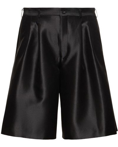 Comme des Garçons Shorts in cotone e seta con pinces - Nero