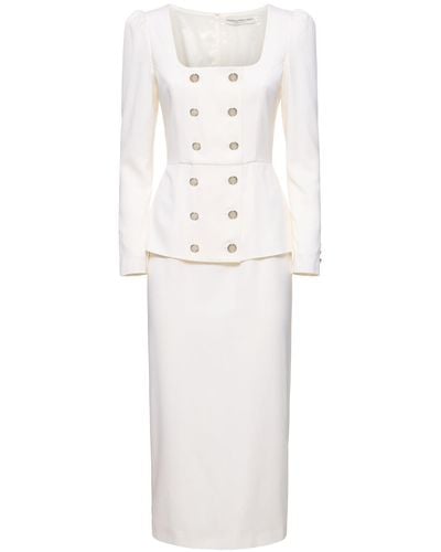 Alessandra Rich Doppelreihiges Kleid Aus Leichter Wolle - Weiß