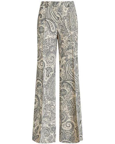 Etro Paisley-Print Wi-Leg Trousers - Grau