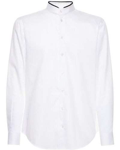 Giorgio Armani Hemd Aus Baumwolle Mit Mandarinkragen - Weiß