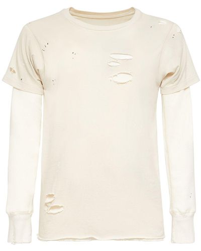 Maison Margiela T-shirt in jersey di cotone distressed - Neutro