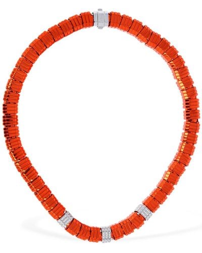 Eera Candy 18kt & Diamond Collar Necklace - Red