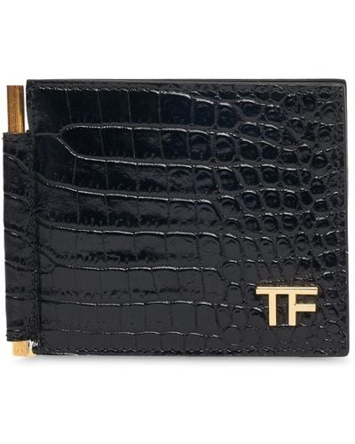 Tom Ford Geldclip Aus Leder Mit Krokodildruck - Schwarz