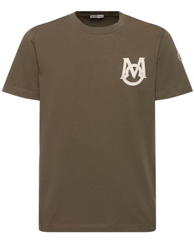 Moncler T-shirt Aus Baumwolljersey Mit Logo - Grün