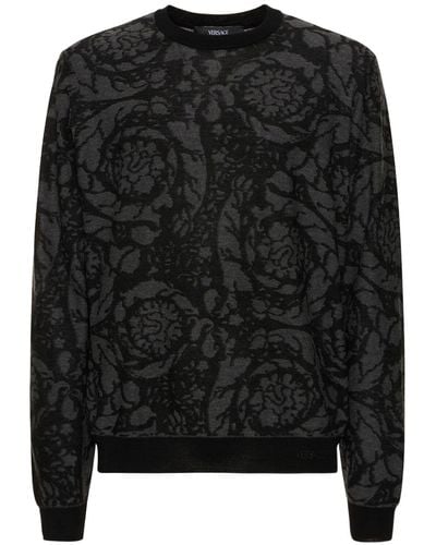 Versace Barocco Wool & Cotton Sweater - Black