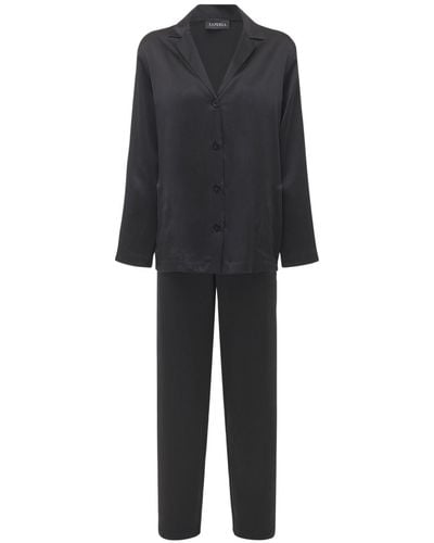 La Perla Silk Satin Pyjama Shirt & Pants - Black