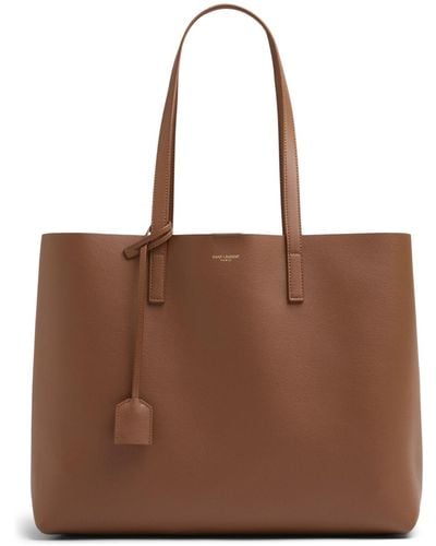 Saint Laurent Smooth Leather Tote Bag - Brown