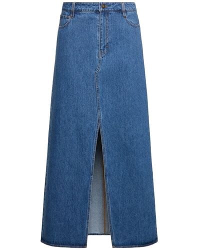 Designers Remix Falda larga de denim de algodón - Azul