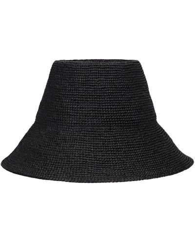 Janessa Leone Felix Straw Bucket Hat - Black