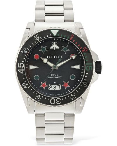 Gucci 45mm Dive Xl Watch W/ Rubber - Grey