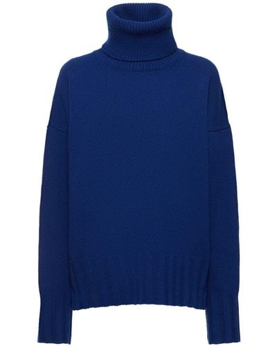 Made In Tomboy Ely Wool Knit Turtleneck Sweater - Blue