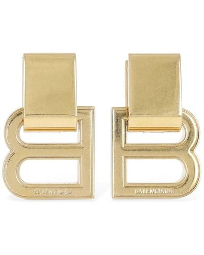 Balenciaga Hourglass Brass Earrings - Metallic