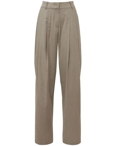 Frankie Shop Gelso High Rise Pleated Woven Wide Trousers - Natural