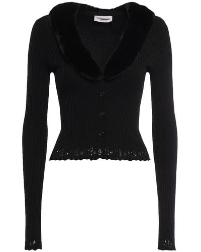 Blumarine Knit Cardigan W/ Faux Fur Collar - Black