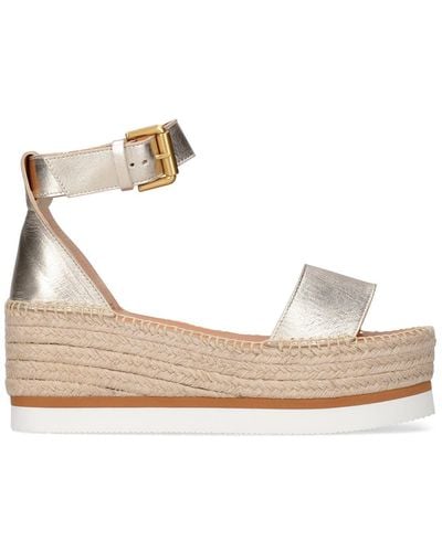 See By Chloé 80mm Glyn Canvas Espadrille Wedges - Natural
