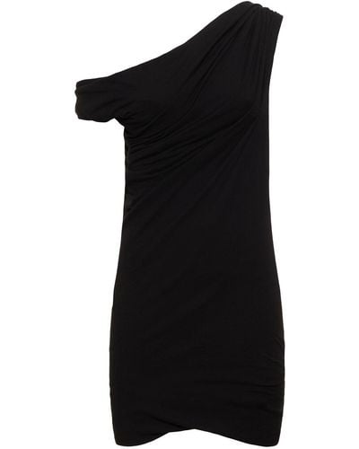 MSGM Draped Cotton Jersey Mini Dress - Black