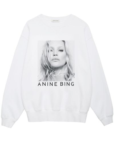 Anine Bing Ramona Kate Moss Cotton Sweatshirt - White