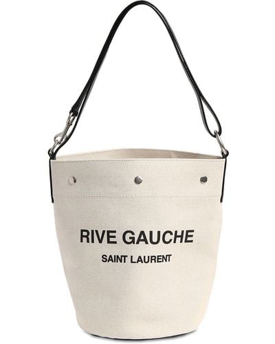 Saint Laurent Seau Rive Gauche Linen Bucket Bag - Multicolour