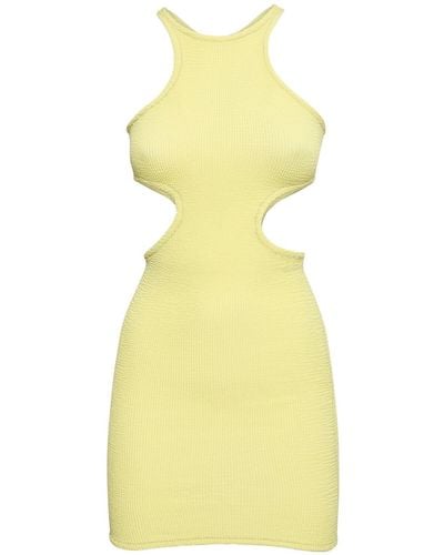 Reina Olga Ele Cut Out Crinkle Stretch Mini Dress - Yellow