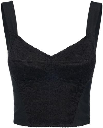Dolce & Gabbana Shaper corset bustier top in jacquard and lace - Nero