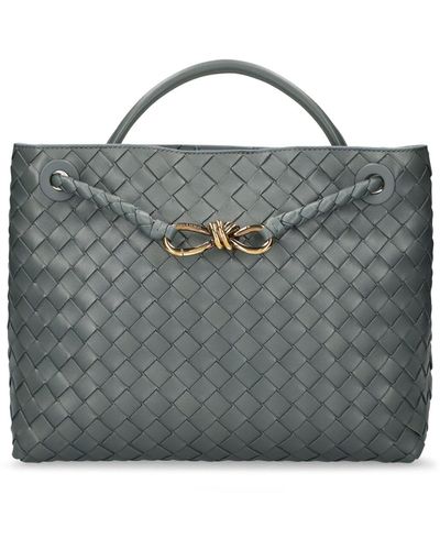 Bottega Veneta Medium Andiamo Leather Top Handle Bag - Grey