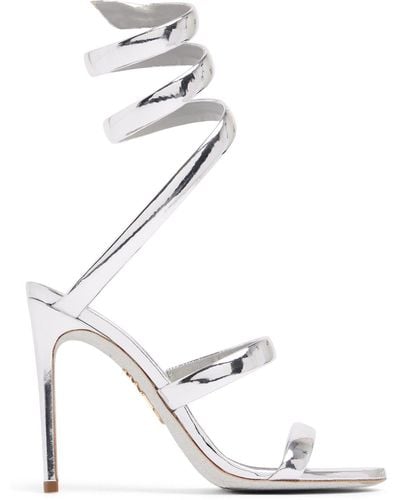 Rene Caovilla 105Mm Mirror Leather Sandals - Metallic