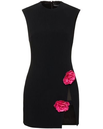 David Koma Embroidered Rose Sleeveless Mini Dress - Black