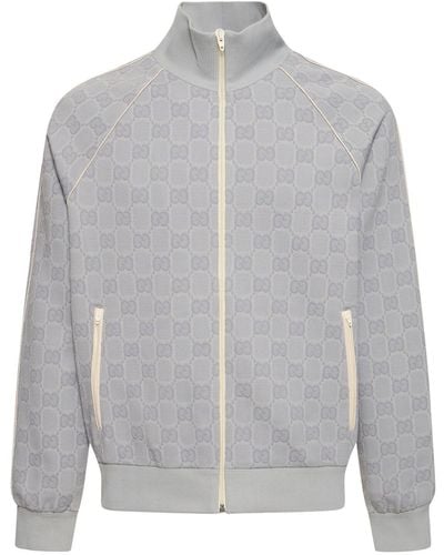 Gucci gg Details Nylon Zip-up Jacket - Gray