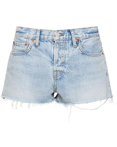 RE/DONE Pam Mid Rise Denim Shorts - Blue