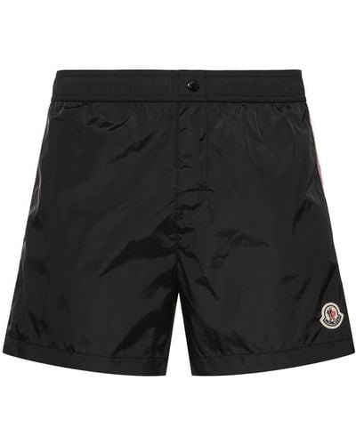 Moncler Shorts mare in nylon con logo - Nero