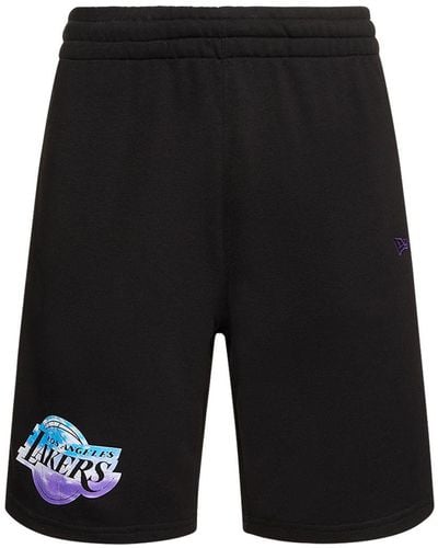 KTZ L.A. Lakers Printed Cotton Blend Shorts - Black