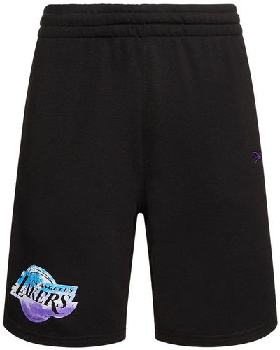 KTZ Shorts Aus Baumwollmischgewebe "l.a. Lakers" - Schwarz