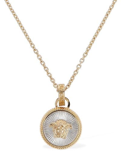 Versace Medusa Coin Charm Necklace - Metallic