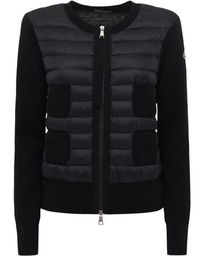 Moncler Daunenjacke Aus Wolltrikot Und Nylon - Schwarz