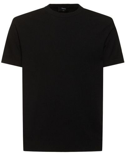 Theory Viscose Blend Knit S/s T-shirt - Black