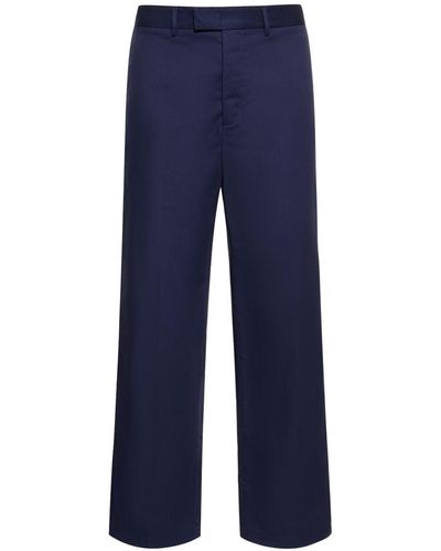 MSGM Cotton Blend Gabardine Trousers - Blue