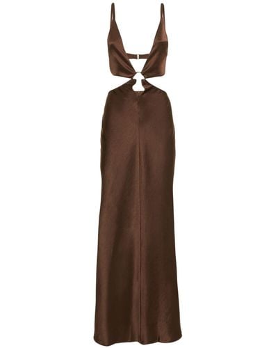 Bec & Bridge Felix Cut Out Satin Long Dress - Brown