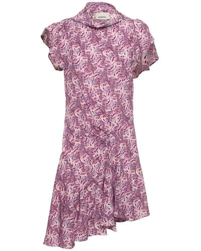 Isabel Marant Viona Printed Silk Blend Mini Dress - Purple