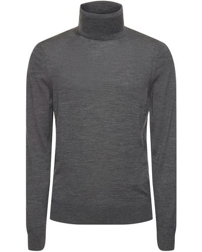 Tom Ford Fine Gauge Wool Roll Neck Sweater - Gray