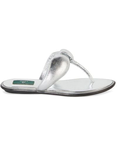 Emilio Pucci 10mm Hohe Zehensteg-sandalen Aus Laminiertem Leder - Weiß