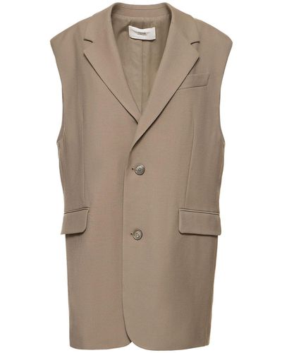 Ami Paris Two-Button Oversize Wool Waistcoat - Natural