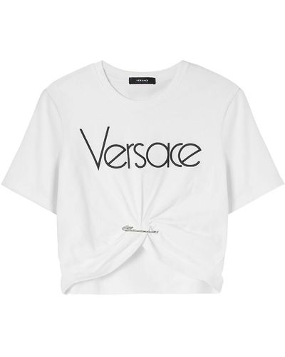 Versace T-shirt Aus Jersey Mit Logo - Weiß