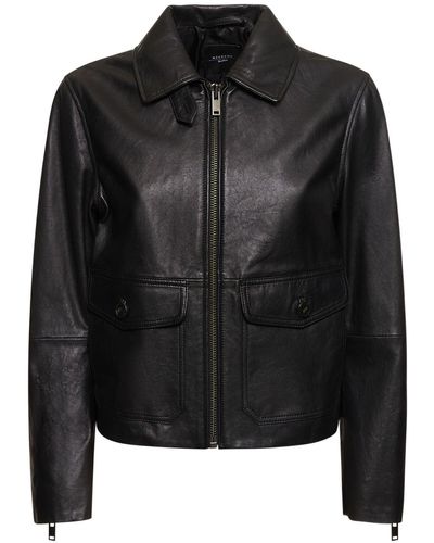 Weekend by Maxmara Chaqueta de piel con cremallera - Negro