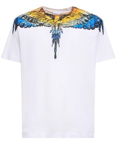 Marcelo Burlon T-shirt en jersey de coton lunar wings - Bleu