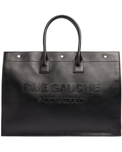 Saint Laurent Large Rive Gauche Leather Tote Bag - Black