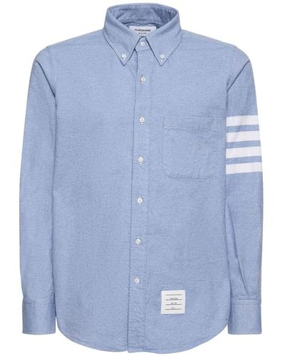 Thom Browne 4 Bar Cotton Shirt - Blue