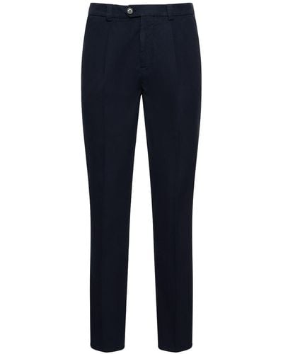 Brunello Cucinelli Pantaloni dritti in gabardina di cotone - Blu