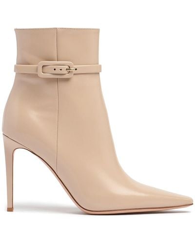 Gianvito Rossi 95Mm Tokio Brushed Leather Boots - Natural