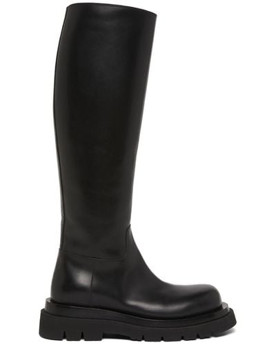 Bottega Veneta 40Mm Lug Leather Tall Boots - Black