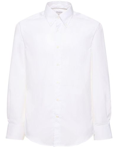 Brunello Cucinelli コットンツイルシャツ - ホワイト
